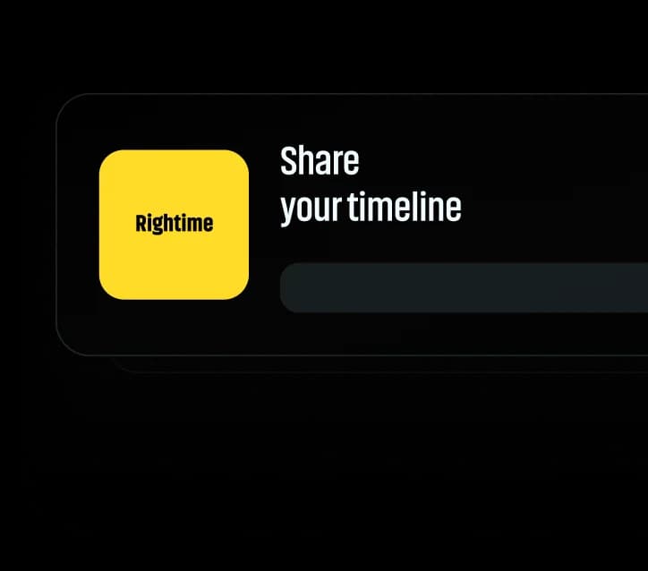 Rightime internal communication and timeline sharing